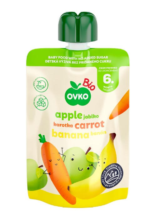 OVKO ekologiczny mus jabłko z marchewką i bananem 90g OVKO ekologiczny mus jabłko z marchewką i bananem 90g