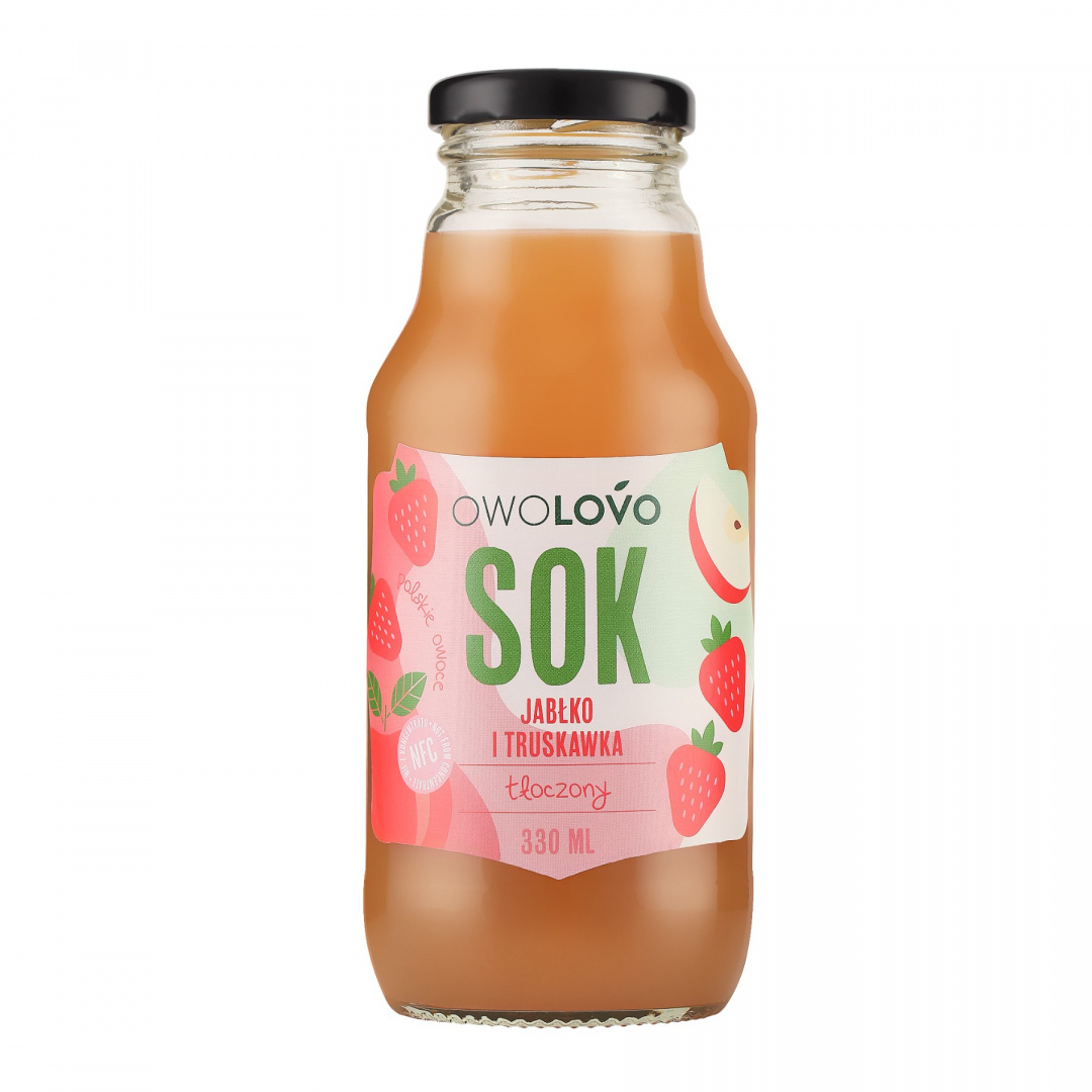 OWOLOVO sok jabłko i truskawka tłoczony NFC 330ml OWOLOVO sok jabłko i truskawka tłoczony NFC 330ml