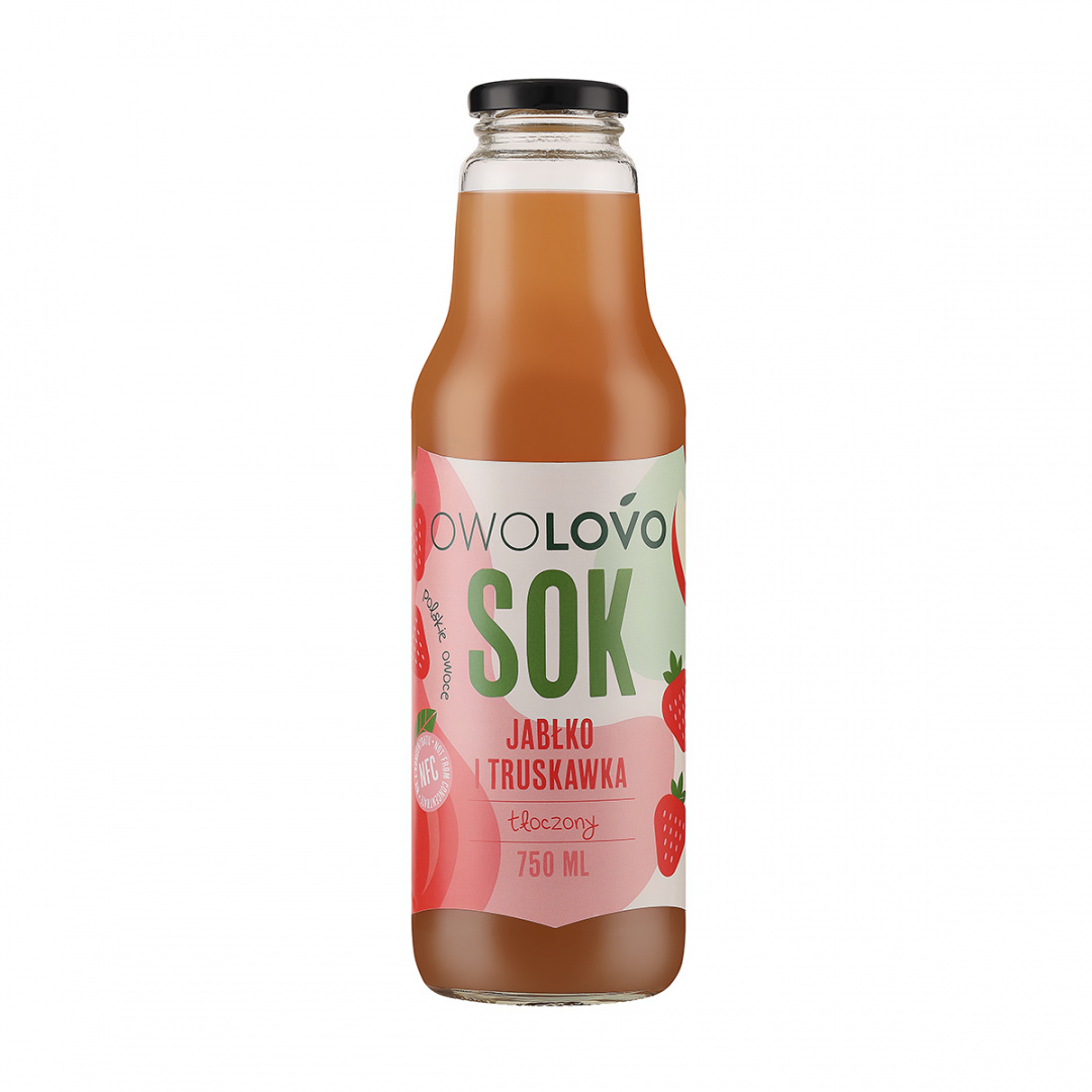 OWOLOVO sok jabłko i truskawka tłoczony NFC 750ml OWOLOVO sok jabłko i truskawka tłoczony NFC 750ml