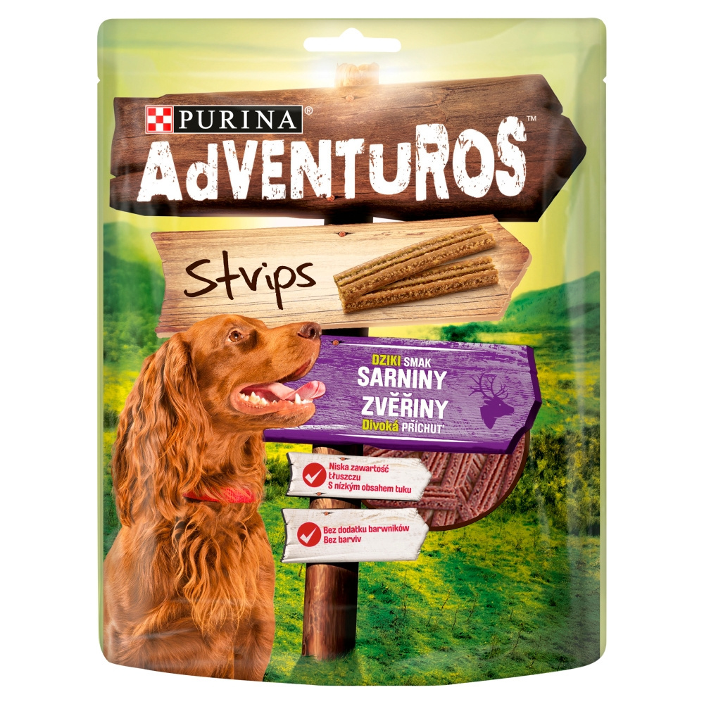 Purina AdVENTuROS Strips Karma dla psów dziki smak sarniny 90 g