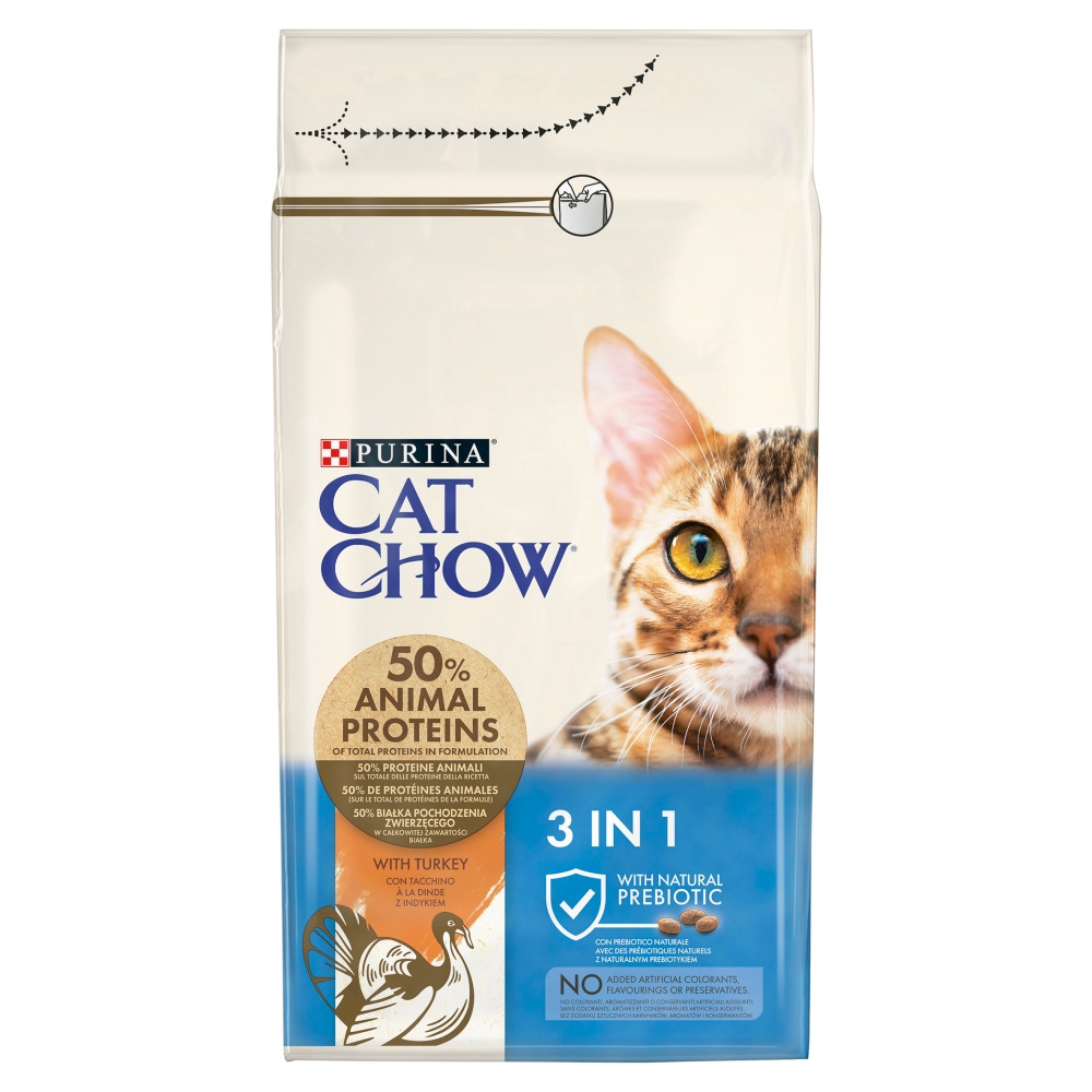 Purina Cat Chow 3 in 1 Karma bogata w indyka 1,5 kg