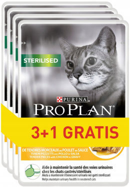 Purina Pro Plan Cat Sterilised kurczak saszetka 4x85g 3+1 gratis