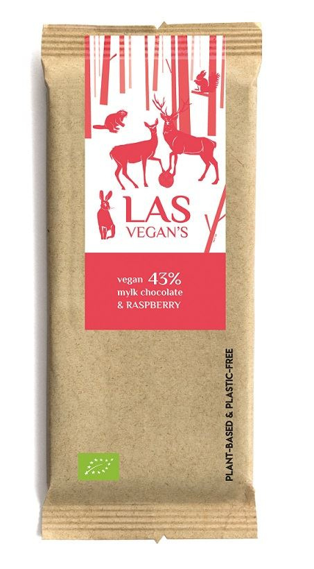 WEGAŃSKA TABLICZKA CZEKOLADOWO - MALINOWA BIO 50 g - LAS VEGAN'S WEGAŃSKA TABLICZKA CZEKOLADOWO - MALINOWA BIO 50 g - LAS VEGAN'S