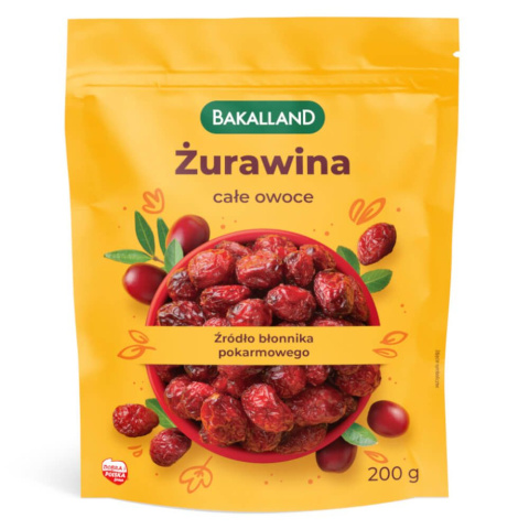 BAKALLAND ŻURAWINA CAŁE OWOCE 200G BAKALLAND ŻURAWINA CAŁE OWOCE 200G
