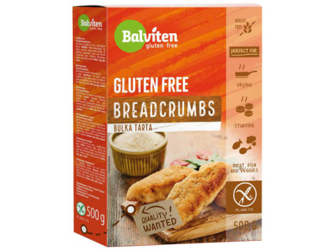 BALVITEN Bułka tarta bez skrobi pszennej 500g bezglutenowa BALVITEN Bułka tarta bez skrobi pszennej 500g bezglutenowa