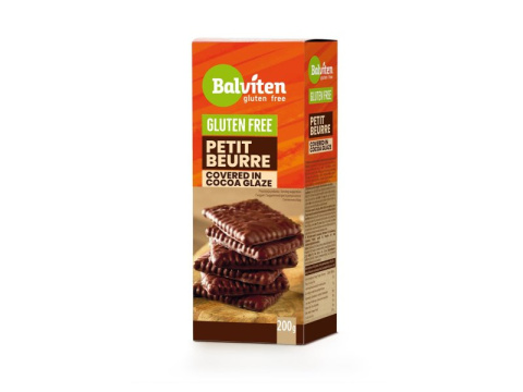 BALVITEN Herbatniki Petit Beurre w polewie kakowej 200g bezglutenowe BALVITEN Herbatniki Petit Beurre w polewie kakowej 200g bezglutenowe