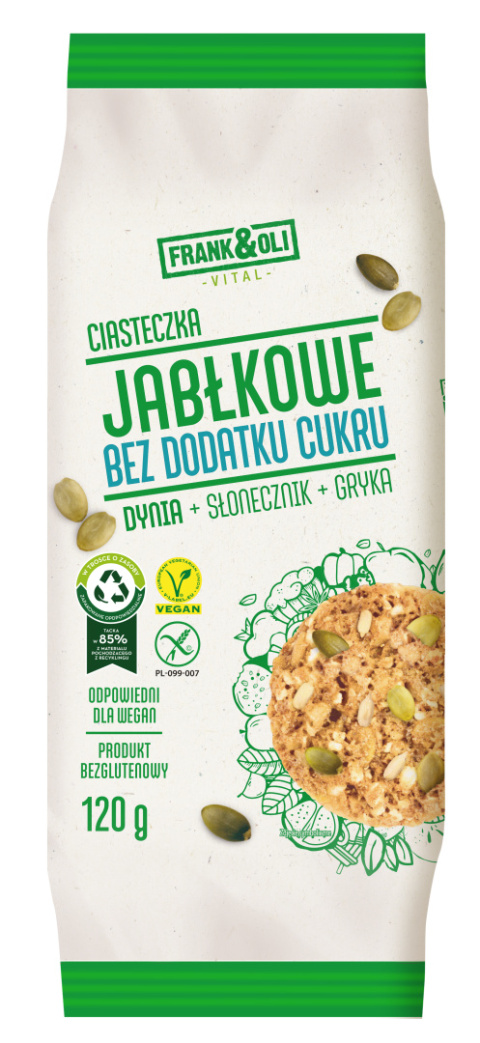 .CIASTECZKA JABŁKOWE BEZ DODATKU CUKRU 120g - FRANK&OLI.