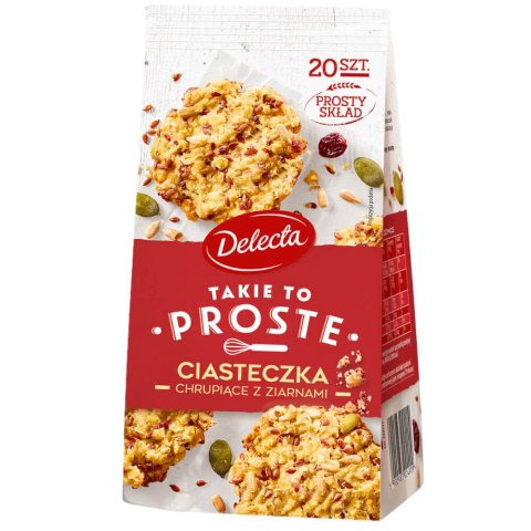 DELECTA Ciasteczka chrupiące z ziarnami 240g miks do wypieku TAKIE TO PROSTE DELECTA Ciasteczka chrupiące z ziarnami 240g miks do wypieku TAKIE TO PROSTE