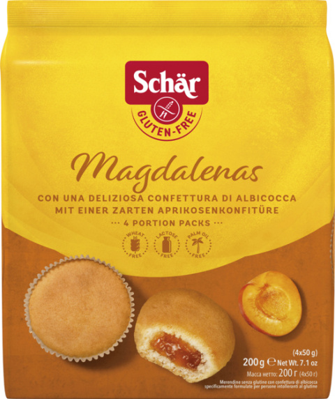 SCHAR babeczki bezglutenowe morelowe MAGDALENAS 4szt 200g SCHAR babeczki bezglutenowe morelowe MAGDALENAS 4szt 200g