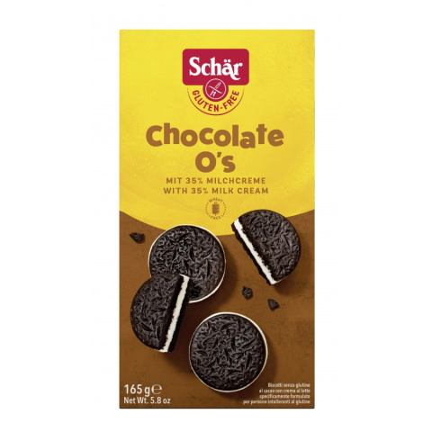 SCHAR ciastka markizy bezglutenowe CHOCOLATE O's 165g SCHAR ciastka markizy bezglutenowe CHOCOLATE O's 165g