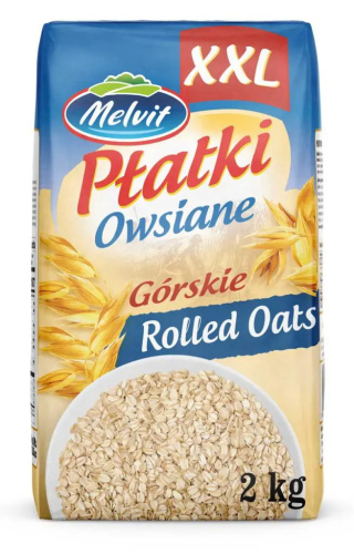 MELVIT Płatki owsiane górskie 2kg XXL PAPIEROWE OPAKOWANIE
