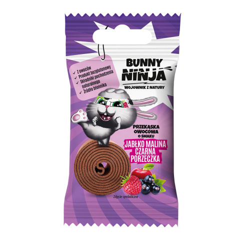 Przekąska owocowa o smaku jabłko-malina-czarna porzeczka 15g BUNNY NINJA