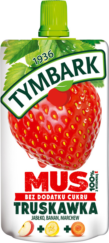TYMBARK MUS 100% TRUSKAWKA JABŁKO BANAN MARCHEW 120G TYMBARK MUS 100% TRUSKAWKA JABŁKO BANAN MARCHEW 120G