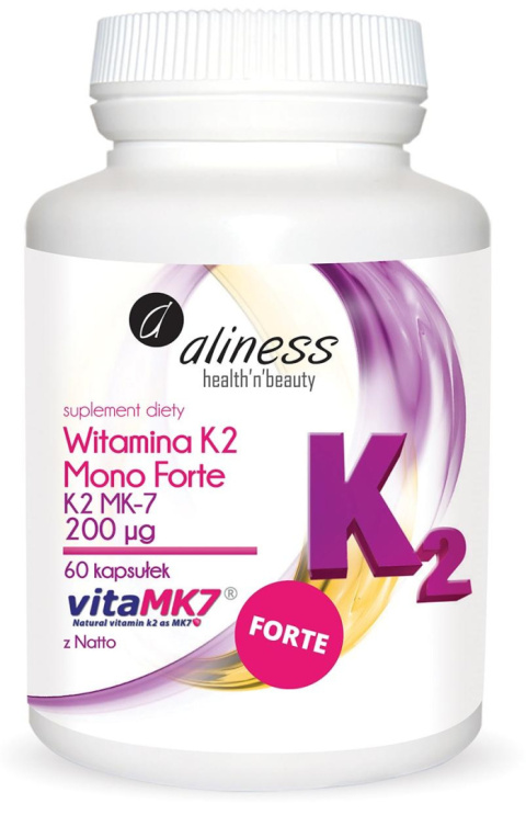 ALINESS Witamina K2 Menachinon Mono FORTE MK-7 200 µg z Natto 60 kapsułek