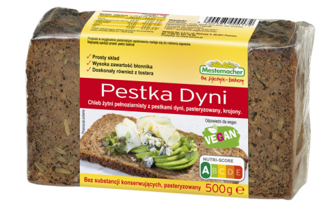 BENUS CHLEB ŻYTNI PEŁNOZIARNISTY PESTKA DYNI 500g