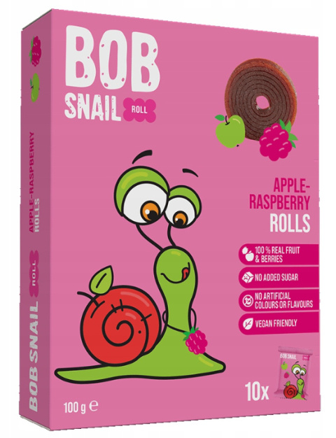 BOB SNAIL Przekąska jabłkowo-malinowa 100g BOB SNAIL Przekąska jabłkowo-malinowa 100g