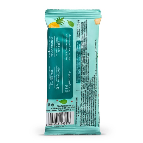 CRISPY NATURAL Jabłka o smaku ananasa suszone kostki z jabłek 12g CRISPY NATURAL Jabłka o smaku ananasa suszone kostki z jabłek 12g
