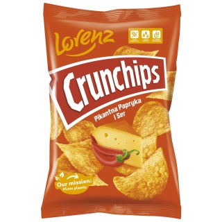 CRUNCHIPS Chipsy Pikantna papryka i ser 140g LORENZ