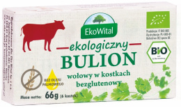 EKOWITAL Bulion wołowy w kostkach bez oleju palmowego bezglutenowy BIO 66 g