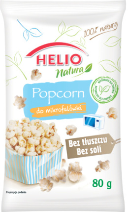 HELIO NATURA Popcorn do mikrofalówki bez soli i tłuszczu 80G