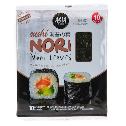 ASIA KITCHEN Sushi Nori liście alg morskich 10 arkuszy ASIA KITCHEN Sushi Nori liście alg morskich 10 arkuszy