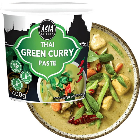 ASIA KITCHEN Zielona Bardzo Ostra Pasta Curry Vegan Bez Glutenu 400g ASIA KITCHEN Zielona Bardzo Ostra Pasta Curry Vegan Bez Glutenu 400g