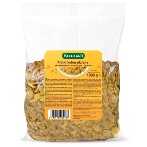 BAKALLAND PŁATKI KUKURYDZIANE - 1KG 1000g BAKALLAND PŁATKI KUKURYDZIANE - 1KG 1000g