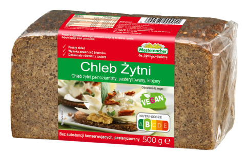 BENUS CHLEB ŻYTNI PEŁNOZIARNISTY KROJONY 500G