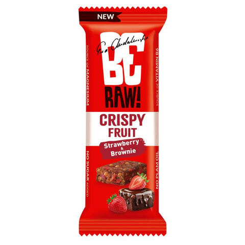 BeRAW! Bar Crispy Fruit Baton owocowy Strawberry&Brownie Truskawka i Brownie 40g BeRAW! Bar Crispy Fruit Baton owocowy Strawberry&Brownie Truskawka i Brownie 40g