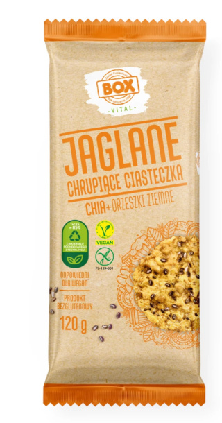 Ciasteczka jaglane z orzechami + chia bez GMO 120 g ZPC BOX