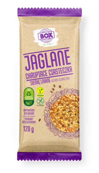Ciasteczka jaglane z siemieniem lnianym + sezam bez GMO 120g ZPC BOX