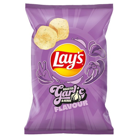 LAY'S Chipsy ziemniaczane czosnkowe Roasted Garlic&Herbs 130G LAY'S Chipsy ziemniaczane czosnkowe Roasted Garlic&Herbs 130G