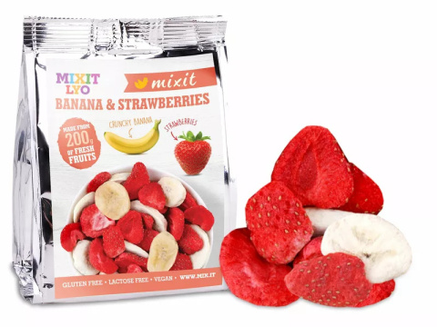 MIXIT chrupiące owoce banan i truskawka liofilizowane do kieszeni 23g MIXIT chrupiące owoce banan i truskawka liofilizowane do kieszeni 23g