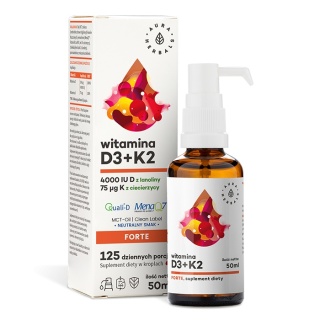AURA HERBALS Witamina D3 4000 IU + K2, MCT, krople 50 ml