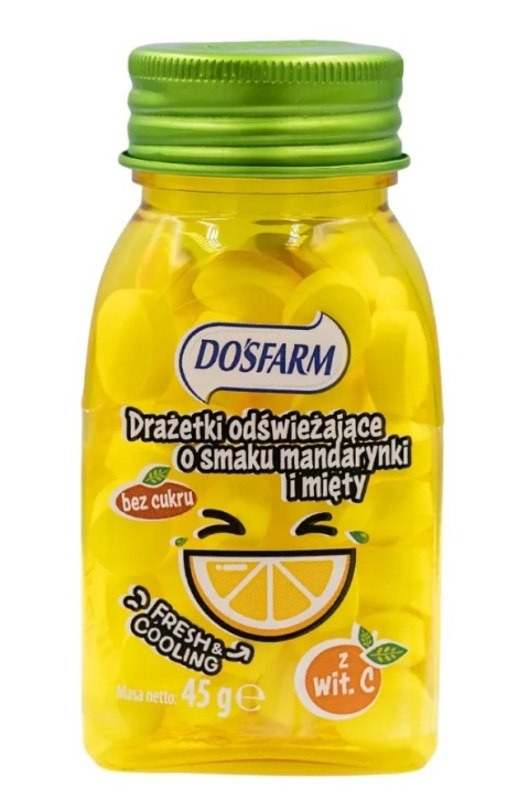 DOSFARM Drażetki odświeżające o smaku mandarynki i mięty 45g DOSFARM Drażetki odświeżające o smaku mandarynki i mięty 45g