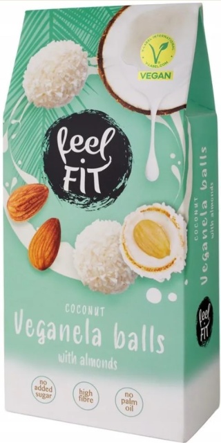 FEEL FIT Veganella kulki kokosowe z migdałem bez cukru 63g