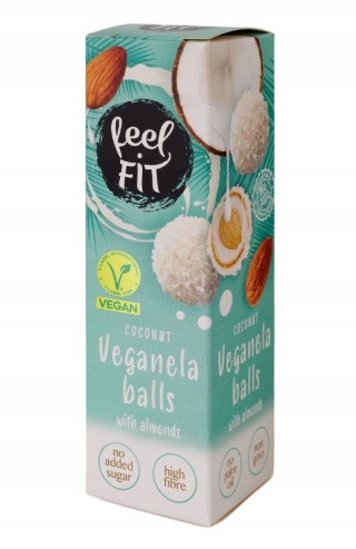 FEEL FIT Veganella kulki kokosowe z migdałem bez cukru 27g