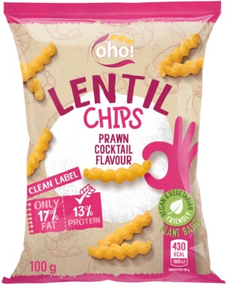 Oho Chipsy z czerwonej soczewicy o smaku koktajlowych krewetek 100g
