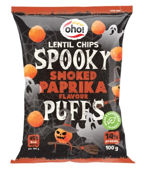 Oho Chipsy z czerwonej soczewicy o smaku paprykowym 100g Oho Chipsy z czerwonej soczewicy o smaku paprykowym 100g