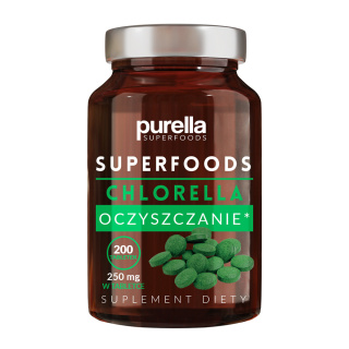 Purella Superfoods Oczyszczanie Chlorella Suplement diety 50g 200 kapsułek