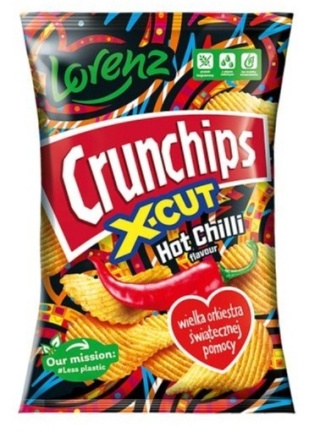CRUNCHIPS X-CUT Chipsy Hot Chilli 130g LORENZ