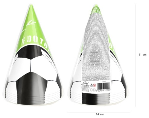 PartyPal Czapeczki imprezowe Football 16x10cm 6szt.