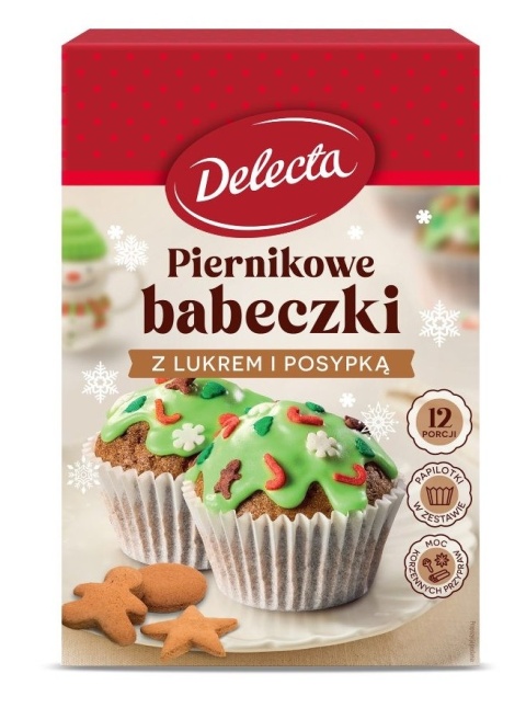 DELECTA Babeczki piernikowe z lukrem zielonym i posypką 360g