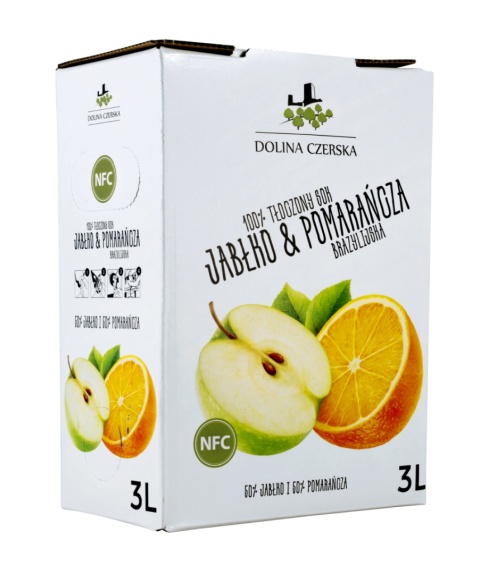 DOLINA CZERSKA NFC Sok tłoczony JABŁKO-POMARAŃCZA 3l karton