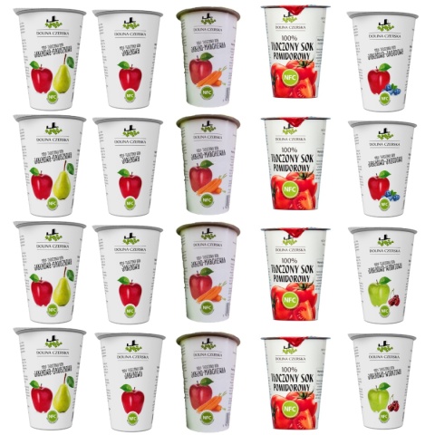 DOLINA CZERSKA NFC Sok tłoczony MIX smaków 195-200ml 20x kubek