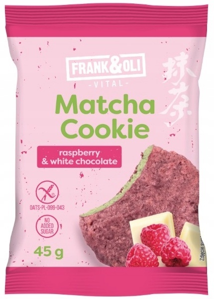 FRANK&OLI Matcha Cookie with raspberry&white chocolate 45g NOWOŚĆ