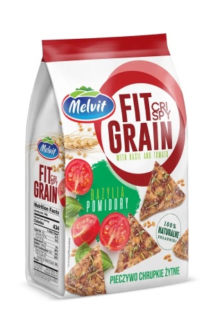 MELVIT Fit pieczywo chrupkie Crispy Grain żytnie z bazylią i pomidorami 150g