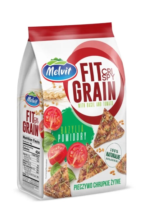 MELVIT Fit pieczywo chrupkie Crispy Grain żytnie z bazylią i pomidorami 150g