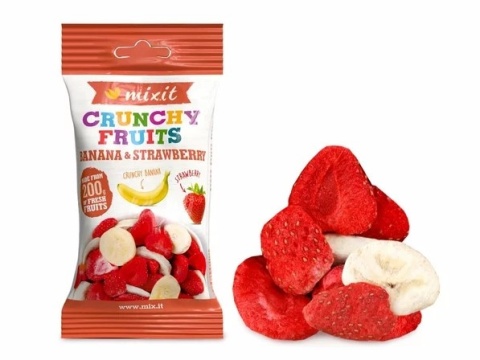 MIXIT chrupiące owoce banan i truskawka liofilizowane do kieszeni 23g