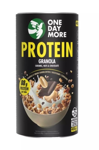 OneDayMore Karmelowa Granola Proteinowa z orzechami i czekoladą 400g